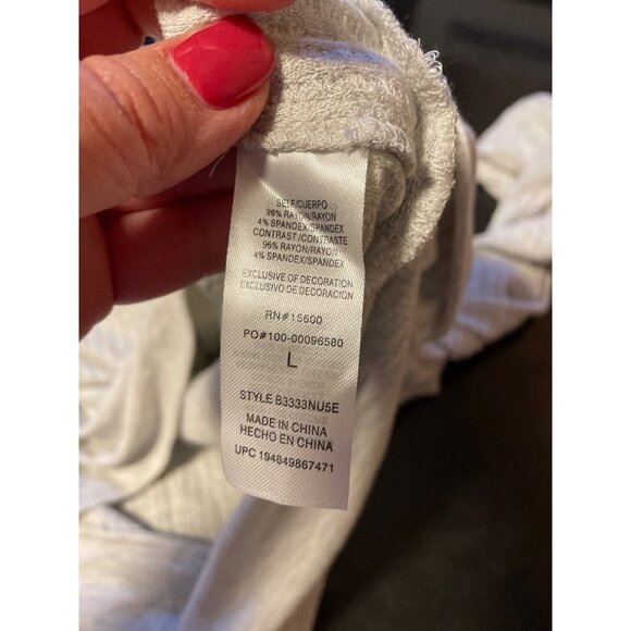 Democracy Gray Loose Fit Butterfly Sleeve Waffle Texture Lightweight Top Sz L - Picture 6 of 11